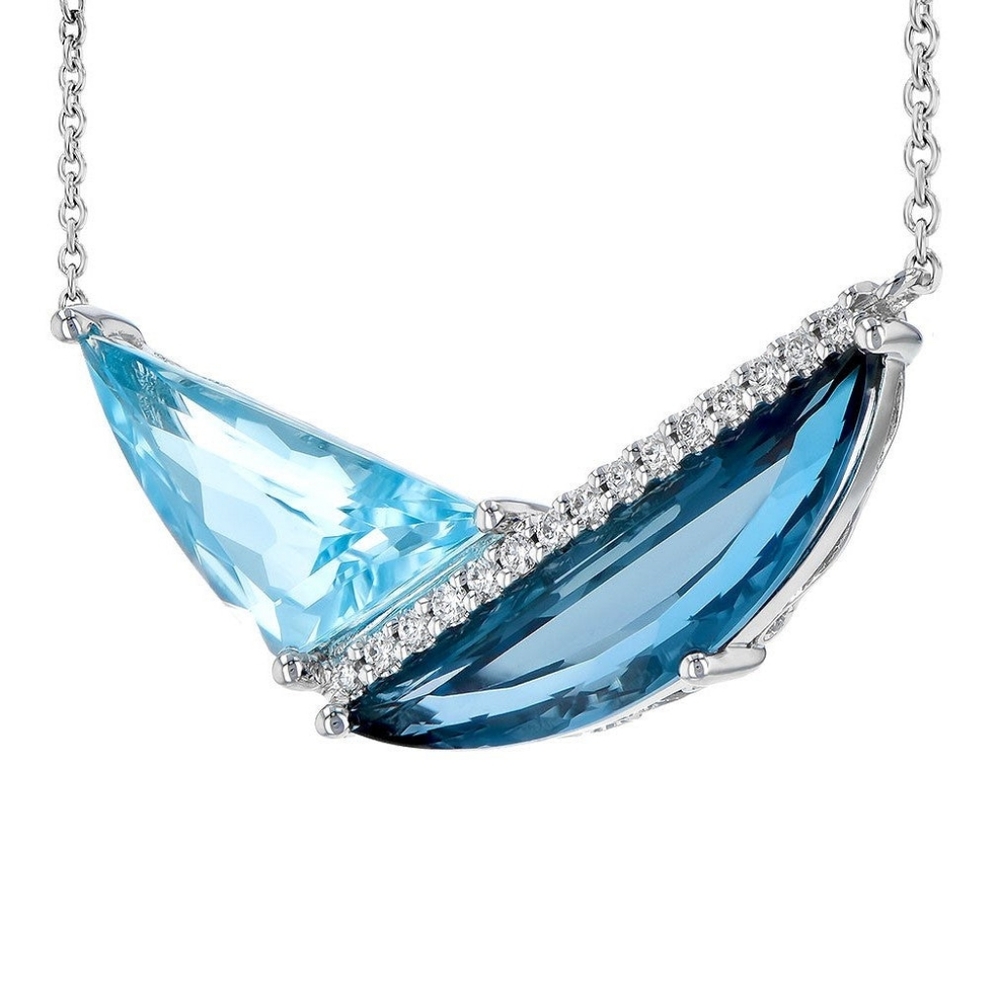Allison Kaufman London Blue Topaz, Swiss Blue Topaz, and Diamond Necklace